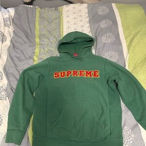Supreme Cord Collegiate Logo Hoodie Forest Green Medium